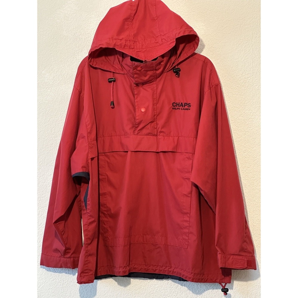 Vtg Chaps Ralph Lauren Pullover Men Large Red Windbreaker‎ Golf Travel Preppy